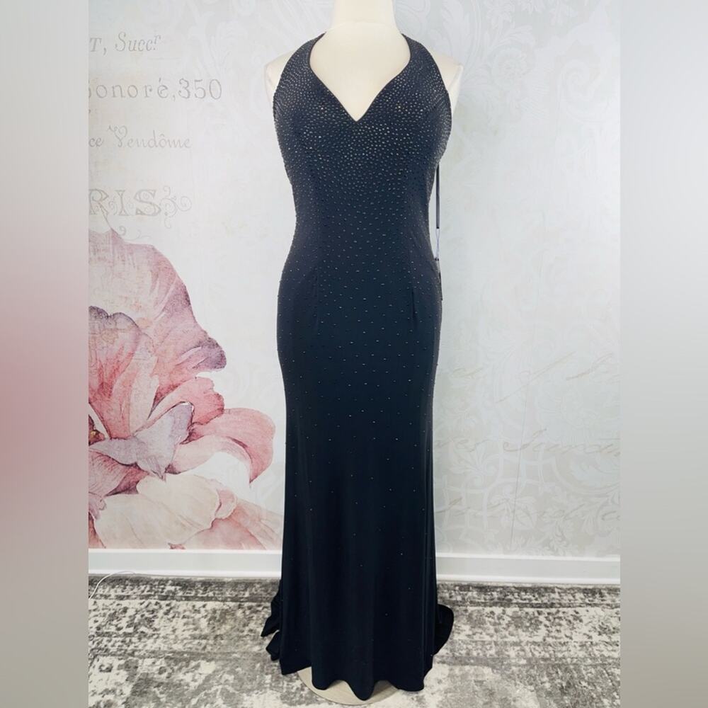 Abby Paris Black sequin studded gown Size 14 NWT
